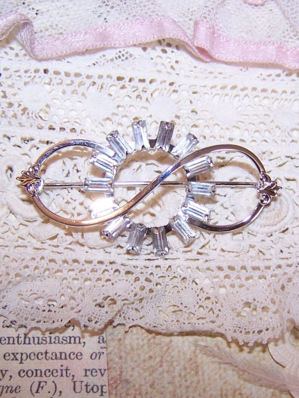 AMCO Sterling Silver Rhinestone Pin Brooch